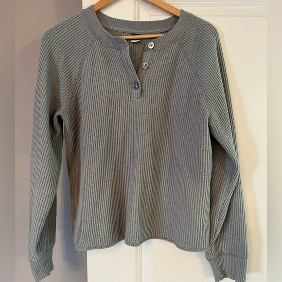 Sage Waffle Textured Long Sleeve - Picture 1 of 3